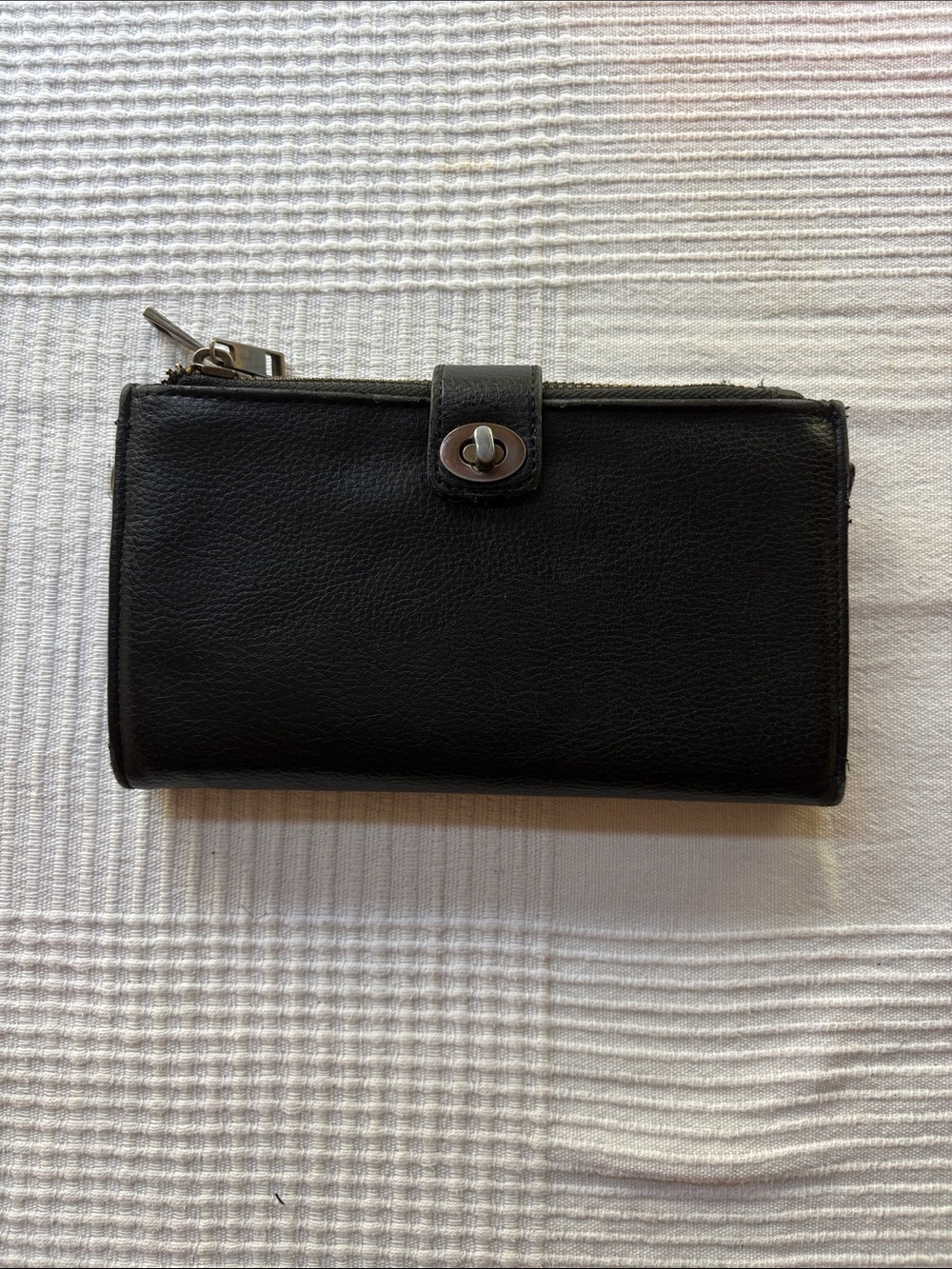 Maurices Black Leather Zip & Turn-Lock Wallet